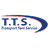 Logo T.T.S. Transport Term Service en bleu et rouge avec une arche dynamique.